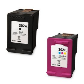 Hp 302XL - Pack x 2 jet d'encre 'Ink Level' équivalent à F6U68AE, F6U67AE -  Black + Tricolor